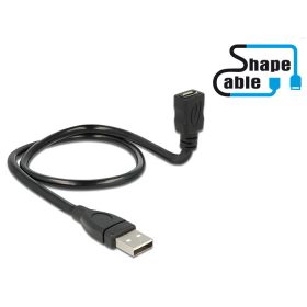   Delock kábel USB 2.0 Type-A apa > USB 2.0 Micro-B anya ShapeCable 0,50 m