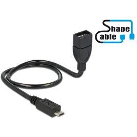   Delock kábel USB 2.0 Micro-B apa > USB 2.0 Type-A anya OTG ShapeCable 0,50 m