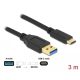 Delock SuperSpeed USB (USB 3.2 Gen 2) A-típusú - USB Type-C kábel 3m (84006)