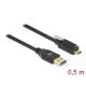 Delock SuperSpeed USB 10 Gbps (USB 3.2 Gen 2) kábel A-típusú apa csatlakozó - USB Type-C apa csatlakozó csavarral a tetején, 0,5m (84025)