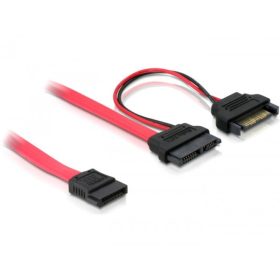   Delock 84418 Slim SATA 13 tűs - 7 tűs SATA + SATA táp kábel, 50cm