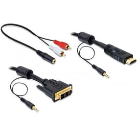   Delock DL84455 DVI - HDMI átalakító kábel hanggal apa - apa 2 m