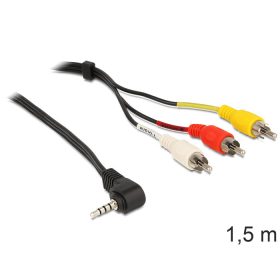   Delock 84504 sztereo jack 3.5 mm 4 pin apa, forgatott > 3 x RCA apa kábel 1,5 m