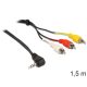 Delock 84504 sztereo jack 3.5 mm 4 pin apa, forgatott > 3 x RCA apa kábel 1,5 m