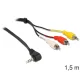Delock 84504 sztereo jack 3.5 mm 4 pin apa, forgatott > 3 x RCA apa kábel 1,5 m