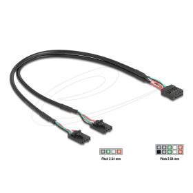   Delock Kábel USB 2.0-s csatlakozóhüvellyel, 2,54 mm, 10 tű a 2 x USB 2.0-s csatlakozóhüvellyel, 2,54 mm, 4 tű, 30 cm