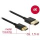 Delock 84777 High Speed HDMI-kábel Ethernettel - HDMI-A > HDMI Mini-C, 3D, 4K, 1,5 m, vékony, prémium