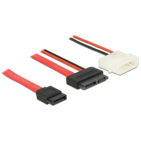   Delock kábel Slim SATA anya > SATA 7 tűs + 2 tűs tápcsatlakozó apa 50 cm (84790)