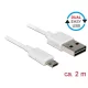 DeLock 84808 EASY USB 2.0 Type-A (male) - Micro Type-B (male) kábel 2m fehér
