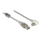 Delock USB 2.0-s kábel A-típusú dugó > USB 2.0 B-típusú dugó derékszögű 2,0 m áttetsző (84814)