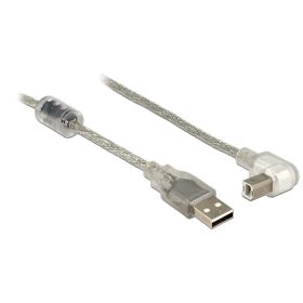   Delock USB 2.0-s kábel A-típusú dugó > USB 2.0 B-típusú dugó derékszögű 3,0 m áttetsző (84815)