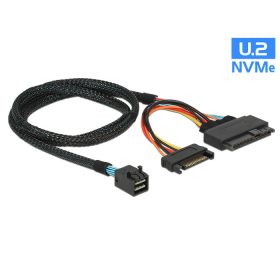   Delock Kábel SFF-8643 dugó > U.2 SFF-8639 dugó + SATA tápcsatlakozó 75 cm (84821)