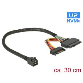   Delock Kábel SFF-8643 dugó > U.2 SFF-8639 hüvely + SATA tápcsatlakozó 30 cm (84823)