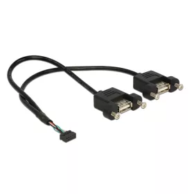   Delock USB 2.0 2mm 10tűs anya -> 2xUSB 2.0 Type-A anya kábel (84832)