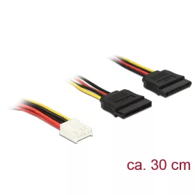   Delock Tápkábel 4 tűs Floppy-csatlakozóhüvellyel > 2 x 15 tűs SATA-csatlakozóhüvellyel, 30 cm (84859)