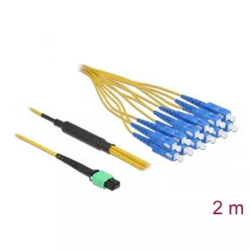   Delock Optikai szálkábel MPO anya - 12 x SC Simplex apa, egyszerű módozat, 9/125  m, 2 m hosszú (84871)