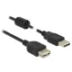 Delock USB 2.0 Hosszabbítókábel [1x USB 2.0 dugó, A típus - 1x USB 2.0 alj, A típus] 3.00 m Fekete Ferritmaggal
