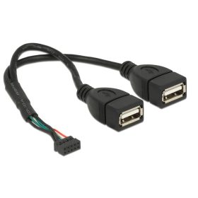   Delock USB 2.0-s csatlakozóhüvellyel ellátott kábel, 2,00 mm, 10 tus > 2 x USB 2.0 A-típusú csatlako (84933)