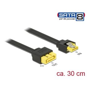   Delock Hosszabbító kábel 6 Gb/s SATA kimeneti > SATA apa 8 tűs tápcsatlakozó retesszel, hossza 30 cm (84946)