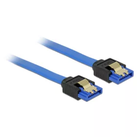   Delock 84976 SATA-kábel 6 Gb/s egyenes csatlakozó, fém rögzítő, kék, 10cm