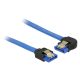 Delock 84983 SATA-kábel 6 Gb/s egyenes -> balra néző, fém rögzítő, kék, 20cm