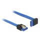 Delock 84999 SATA-kábel 6 Gb/s egyenes -> felfelé ívelt, fém rögzítő, kék, 100cm