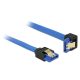 Delock 85088 SATA-kábel 6 Gb/s egyenes -> lefelé ívelt, fém rögzítő, kék, 10cm