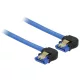 Delock 85095 SATA-kábel 6 Gb/s lefelé ívelt, fém rögzítő, kék, 20cm