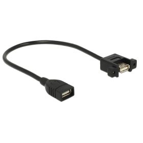  Delock kábel USB 2.0 Type-A anya > USB 2.0 Type-A anya panelre szerelhető 25 cm