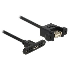   Delock kábel USB 2.0 Micro-B panelre szerelhető anya >  anya USB 2.0 Type-A panelre szerelhető 25 cm