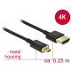 Delock Nagysebességű HDMI-kábel Ethernettel - HDMI-A-csatlakozó > HDMI Micro-D-csatlakozó 3D 4K 0.25m (85119)