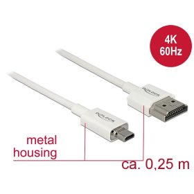   Delock Kábel Nagysebességű HDMI Ethernettel - HDMI-A-csatlakozódugó > HDMI Micro-D-csatlakozódugó, 3