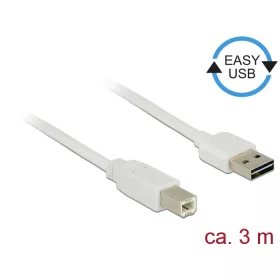   Delock Kábel, EASY-USB 2.0-s A-típusú csatlakozódugó > USB 2.0-s B-típusú csatlakozódugó, 3 m, fehér