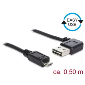   Delock 85163 EASY-USB A 2.0 ívelt bal / jobb > USB 2.0 micro-B kábel, 0.5 m