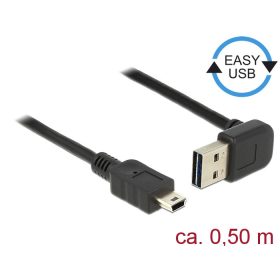   Delock 85184 EASY-USB A 2.0 ívelt felfelé / lefelé > USB 2.0 mini-B kábel, 0.5 m