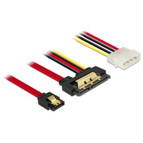   Delock SATA-kábel, 6 Gb/s, 7 tus csatlakozóhüvely + 4 tus Molex-csatlakozódugó > 22 tus SATA-csatlak
