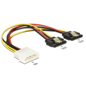  Delock 4 tűs Molex > 2 x 15 tűs SATA tápkábel 20cm (85237)