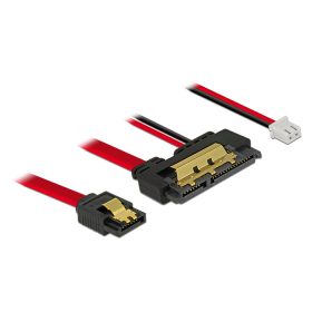   Delock 85242 SATA-kábel, 6 Gb/s, 7 tűs csatlakozóhüvely + 2 tűs csatlakozóhüvely > 22 tűs SATA-csatlakozóhüvely (5 V), fém, 30 cm