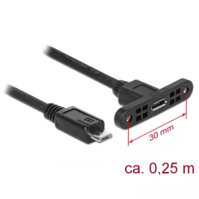   Delock Kábel, USB 2.0-s Micro-B típusú csatlakozóhüvely, panelrögzítés > USB 2.0-s Micro-B típusú cs (85245)