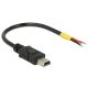 Delock USB 2.0-s kábel Mini-B-csatlakozódugóval > 2 db nyitott vezetékkel, 10 cm Raspberry Pi (85251)