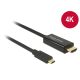 Delock USB Type-C csatlakozó > HDMI csatlakozó (DP váltakozó mód) 4K 30Hz, 3m, kábel fekete (85260)