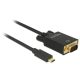 Delock 85261 USB Type-C > VGA kábel 1 m, fekete