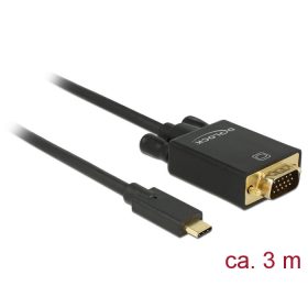   Delock Kábel USB Type-C  csatlakozódugóval > VGA csatlakozódugóval (DP váltakozó mód) Full HD 1080p, (85263)