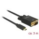 Delock Kábel USB Type-C  csatlakozódugóval > VGA csatlakozódugóval (DP váltakozó mód) Full HD 1080p, (85263)