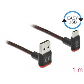   Delock EASY-USB 2.0 kábel A-típusú csatlakozódugó - USB Type-C  csatlakozódugó, ívelt felfelé / lefe