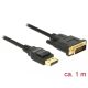 Delock Displayport 1.2 apa > DVI 24+1 apa passzív 1 m kábel fekete (85312)