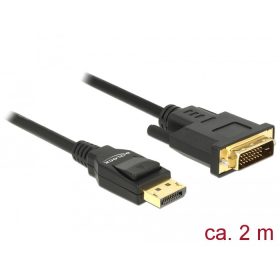   Delock Displayport 1.2 apa > DVI 24+1 apa passzív 2 m kábel fekete (85313)