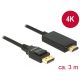 Delock 85318 Displayport 1.2 > HDMI kábel 4K passzív, 3m, fekete