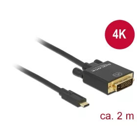 Delock 85321 USB Type-C > DVI 24+1kábel 2 m, fekete
