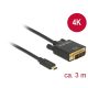 Delock 85322 USB Type-C > DVI 24+1kábel 3 m, fekete